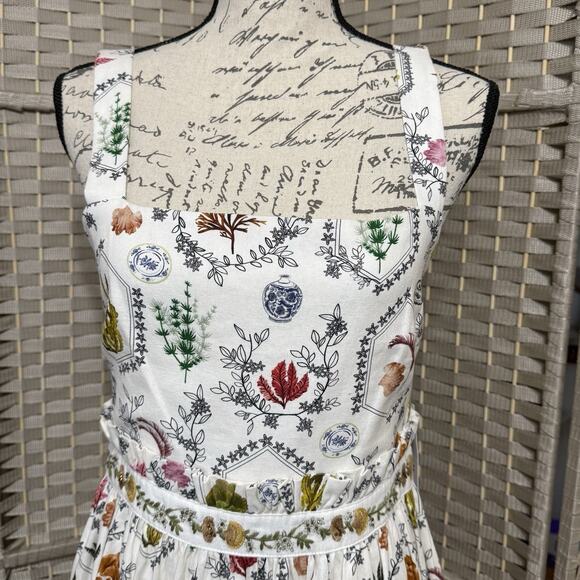 Christian Lacroix Linen Blend Maxi Dress Size S White Floral Beaded Tie Back NEW - Picture 4 of 12